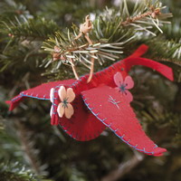 Делаем украшение для елки в виде летающей птички.