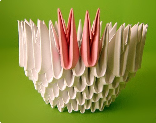 двойной лебедь из модулей оригами