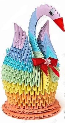 оригами радужный лебедь